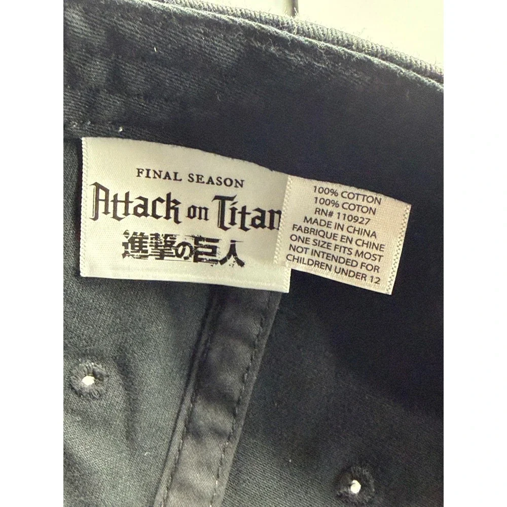 Attack on Titan Final Season Hat Men OS Black Embroidered Colossal Titan Cap